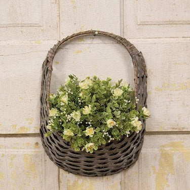 Graywashed Oval Hanging Wall Basket - The Fox Decor